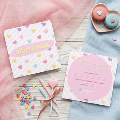 Invitation anniversaire Petits coeurs