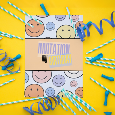 Invitation anniversaire Smile - Blue version