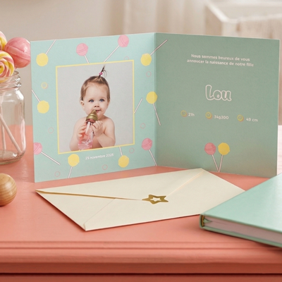 Faire-part de naissance Candy Blue