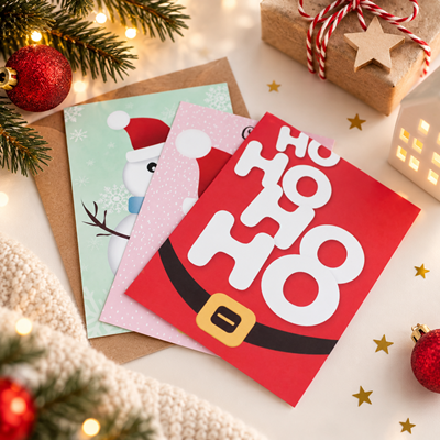 Lot de 3 Cartes de Noël Santa