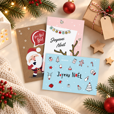 Lot de 3 Cartes de Noël Jingle Bells