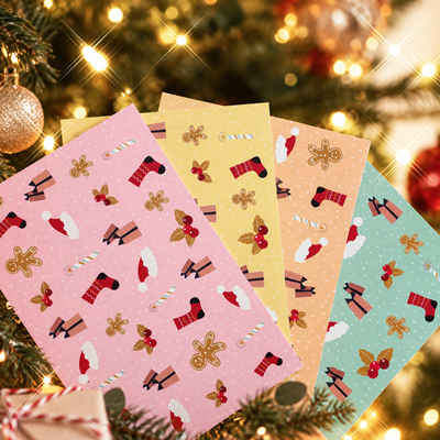Lot de 4 Cartes de Noël Pattern