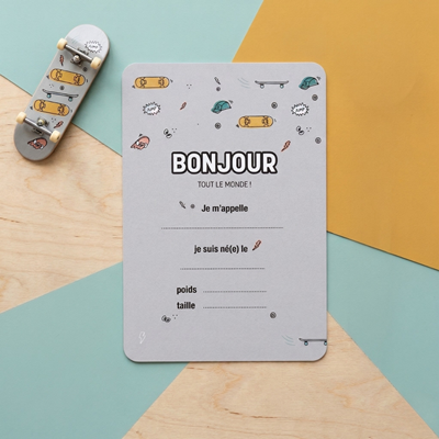 Carte de bienvenue Skater Boy